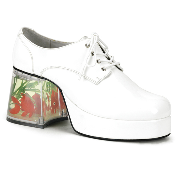 Mens 1970s Disco Pimp Heel Fish Oxford Shoes